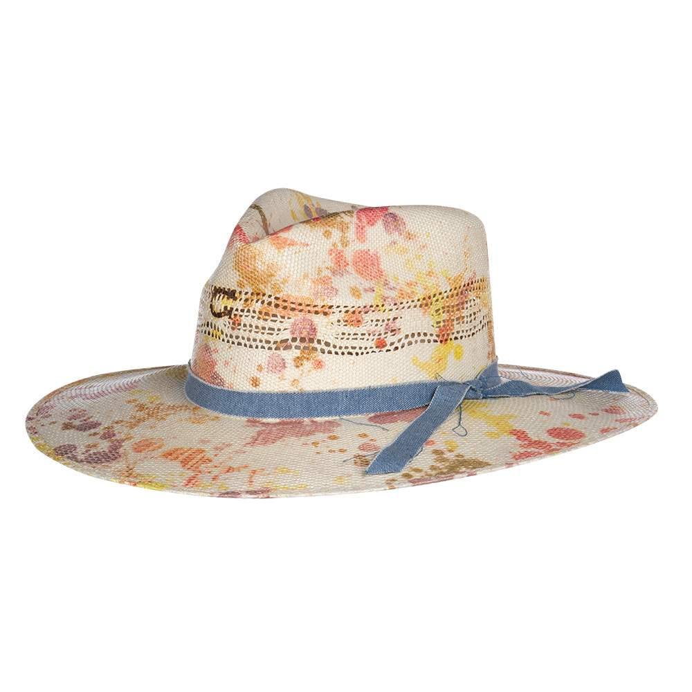 Charlie 1 Horse Hats Big Splash Splattered 3 3/4" Brim Straw Fashion Hat
