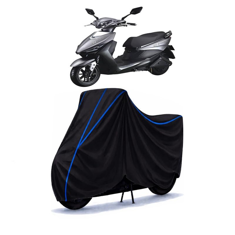 Image of Scooty Cover Water Resistant for Yo Edge Yo Drift | Universal Scooter & Bike Cover | Heavy Duty UV Dust, Rain & Scratch Protection | Elastic Fit All Weather Indoor Outdoor | Black with Blue Piping