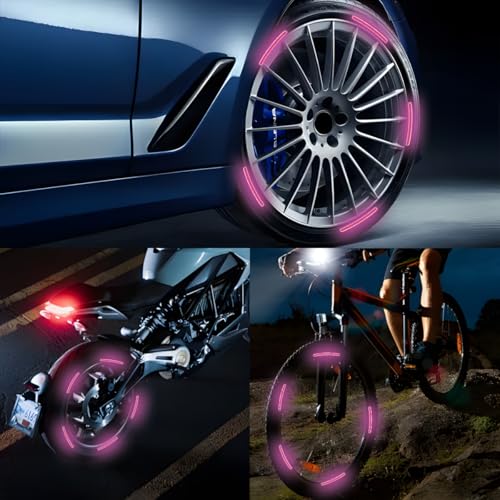 Zipelo 20PCS 0.27 x 3.54 Inch Reflective Wheel Rim Stickers, Pink - Image 4