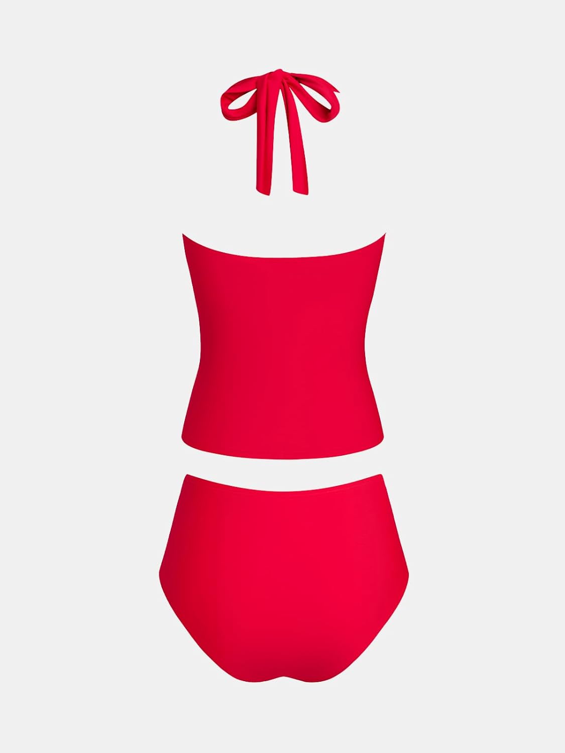 CUPSHE Tankini Bathing Suit for Women Halter Deep V Cowl Neck Low Back Swimsuit