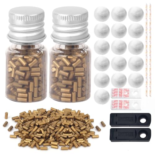 400Pcs Piedras de Encendedor Kit, Piedras Universal de Encendedor de Gasolina, Pedernal de Encendedor de Repuesto con Mecha Sellos de Goma Algodón y Fieltro para Reparaciones