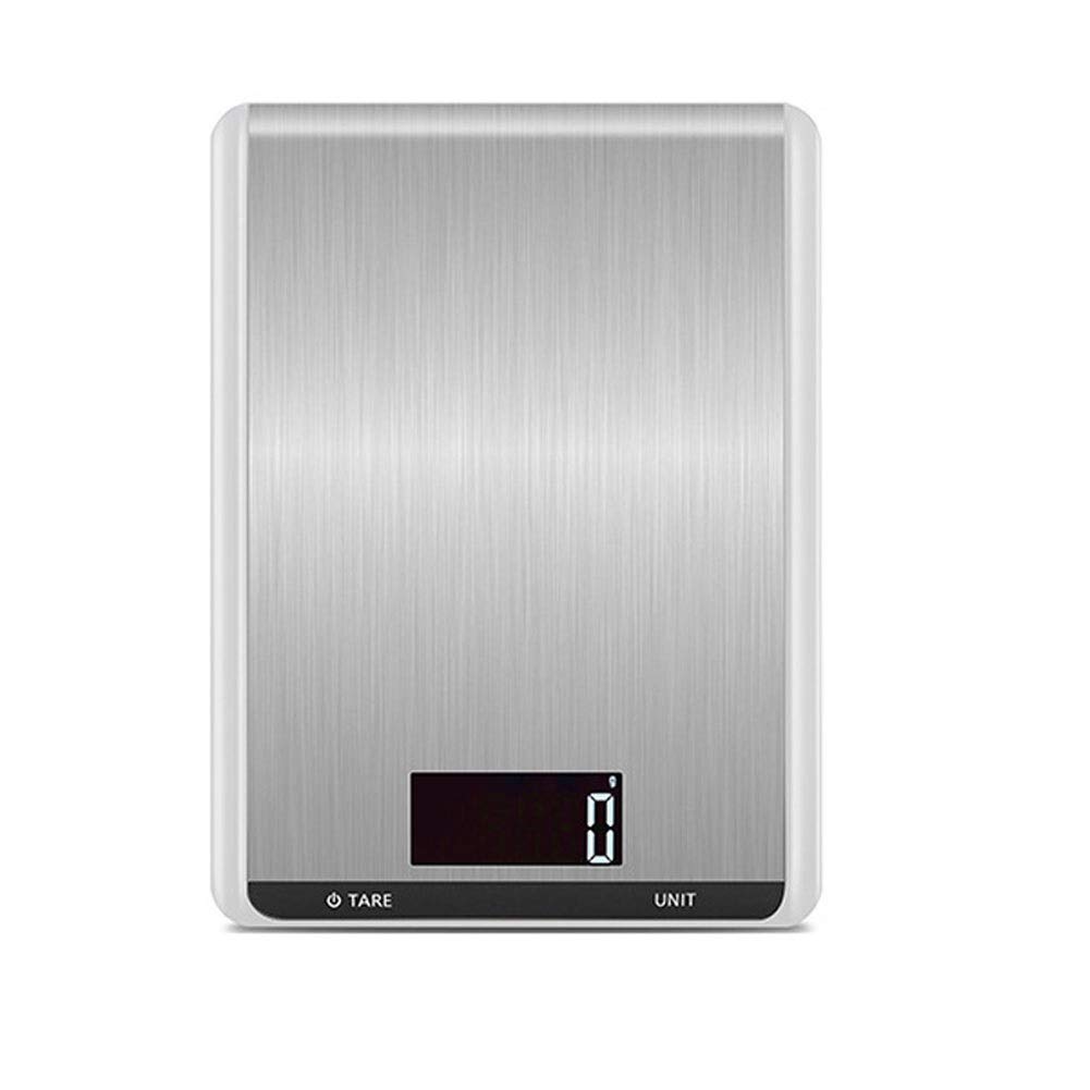 HPTHLY 10kg Electronic Kitchen Scales,Ultra-Thin Waterproof Stainless Steel Platform Scale,Household Food Baking Weighing Scale Scales (White-5kg)