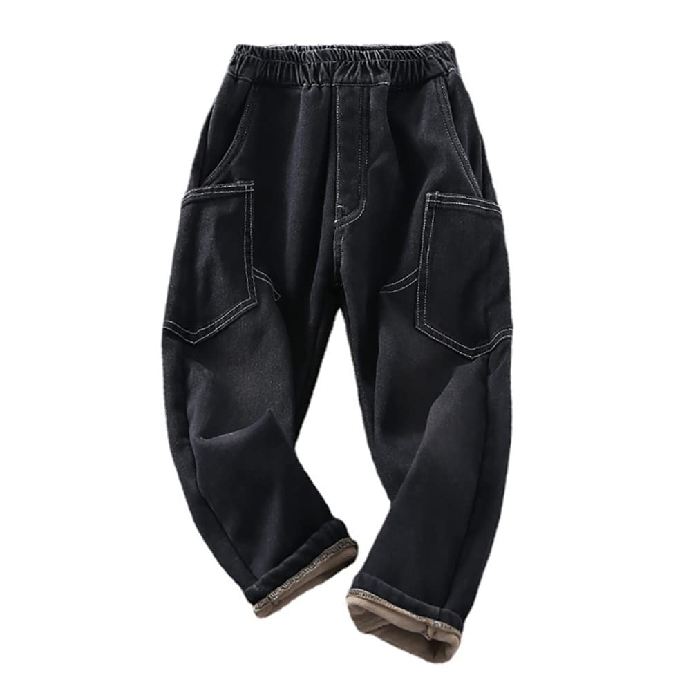 AbalacocoBoys' Kids Winter Thick Pants Thermal Pull-On Soft Pants Stretch Waist Trousers Jeans