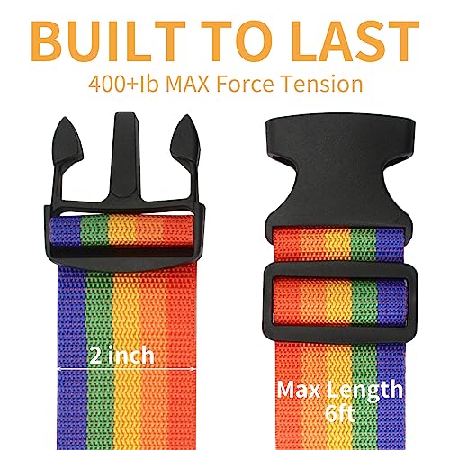 Image of BILIONE Luggage Straps, 79 inch Long Belts Keep Suitcase Secure While Traveling, TSA Approved Add a Bag Premium Accessory for Travel Bag Closure (Black+Blue, 4Pcs)