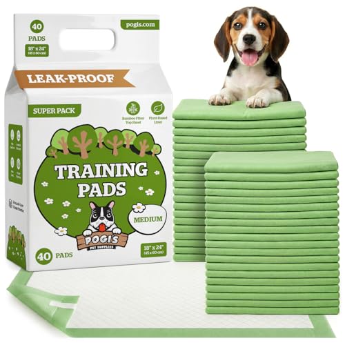 Pogi Tapis éducateurs pour Chiens – écologiques, Ultra absorbants et Anti-odeurs – Paquet de 40 (45 × 60 cm)
