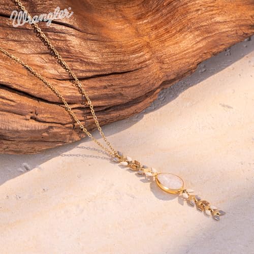 Wrangler Gold Western Y Necklace for Women Statement 14K Country Natural Stone Cowgirl Rustic Formal Jewelry2