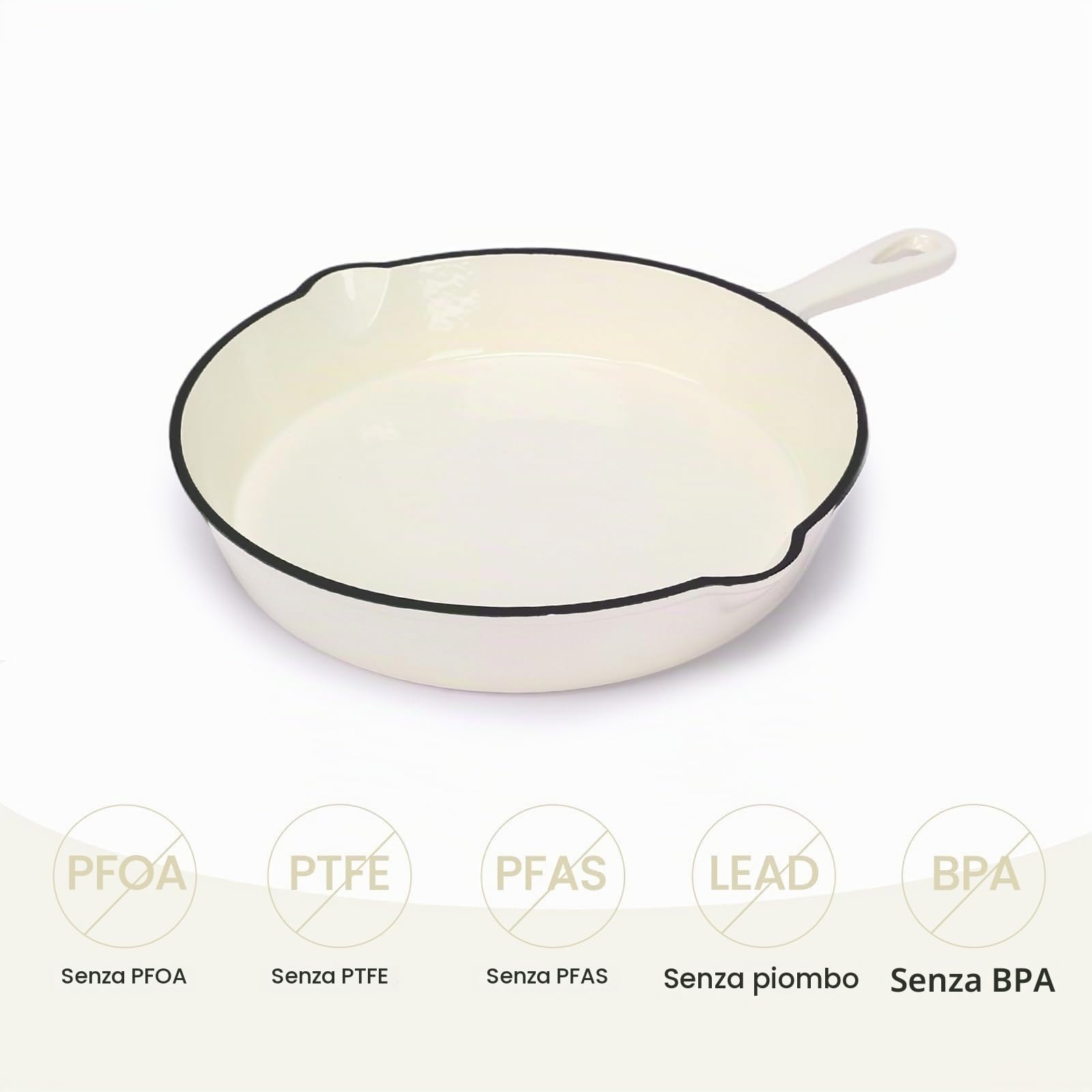GFTIME Set di pentole in ghisa, 5 pezzi, 2,3 QT, casseruola olandese da 4,7 QT, padella da 28 cm, teglia per pane – Versatili pentole e padelle in ghisa smaltata resistenti al forno