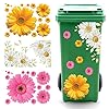 Mülleimer Blumen Aufkleber, Daisy Mülleimer Sticker Outdoor Selbstklebend, Farbiges Daisy aufkleber für Mülltonnen Dekoratives Mülltonnenaufkleber für Mülleimer, Wand, Tür, Kühlschrank (3 Bögen)