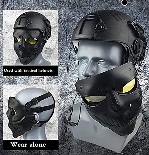 Casco Fast Base Jump Casco MH Airsoft, protezione tattica integrale, maschera regolabile con obiettivo PC, adatto per attività all'aperto come caccia softair, giochi CS, giochi di ruolo, ecc.