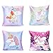 Rolcoassuns Cuscini Cuscini Cuscini Unicorn Cartoon Cute Set di 4 Fodere per Cuscini Tribute Satin Liscio e Morbido Fodere con Cerniera Standard 18*18 Federa per Divano Letto Camera da Letto Soggiorno