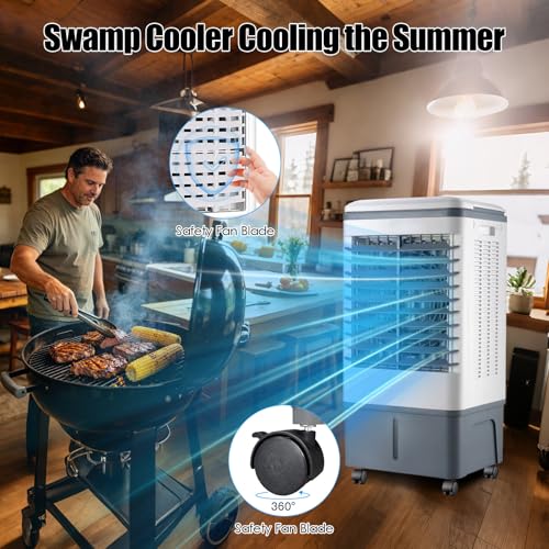 Enfriador de aire evaporativo de 20L para combatir el calor seco con oscilación de 120° 7