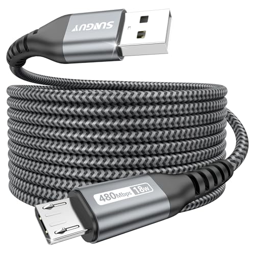 SUNGUY Micro USB Cable 15FT Long USB to Micro USB Cable Fast Charging USB 2.0 Data Sync Nylon Braided for Samsung Galaxy S7 Edge S6 Android Phone PS4