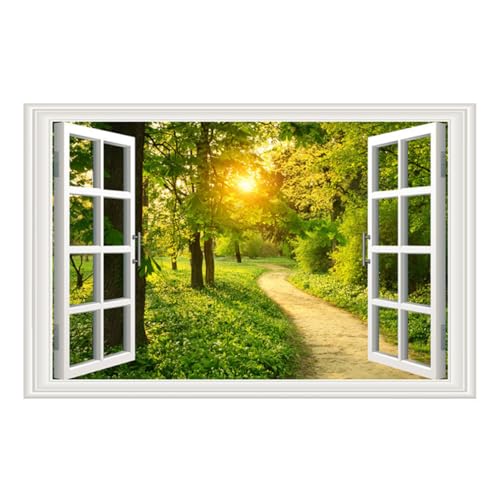Gadpiparty Pegatina De Ventana Falsa 3d Decorativa Para Pared Vinilo Removible De Playa y Bosque Adhesivo De Ventana Para Dormitorio y Sala De Estar 86x56cm Diseño Creativo