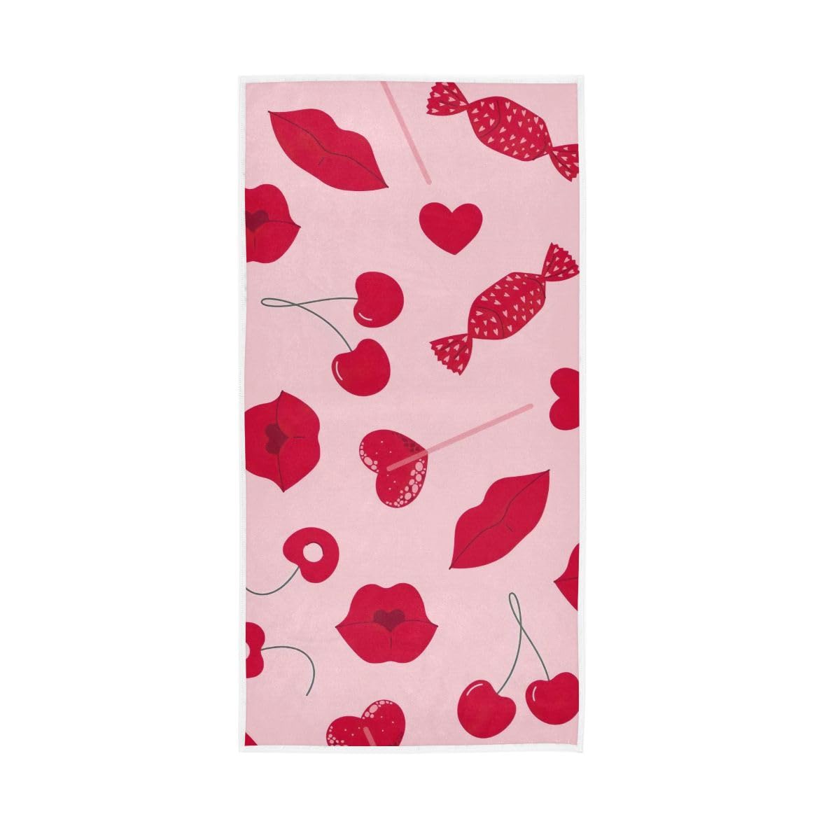 LSRCPD Valentines Lips Candy Cherry Hand Towel, Lightweight Towels for Hand, Face, Hair, Yoga, Kitchen, Bath 15 x 30 Inches