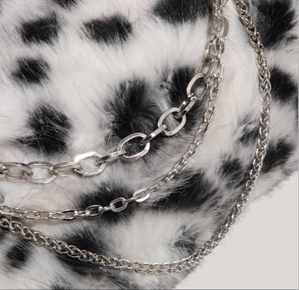 New Leopard Print Plush Shoulder Cross-body Bag Fashion Chain One-shoulder Armpit Tote Y2K Purse Hobo Bag Fuzzy Fuzzy Shoulder Crossbody - Image 6