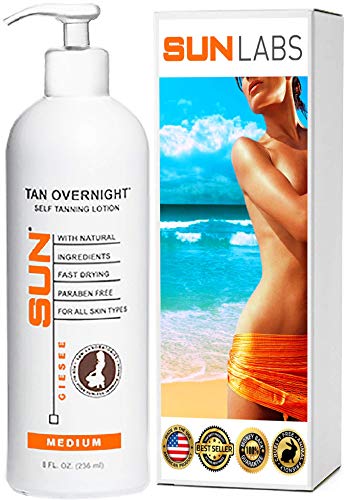 Sun Laboratories Sunless Tanning Lotion Tan Overnight 8 fl oz Medium to Dark Tan for All Skin Types