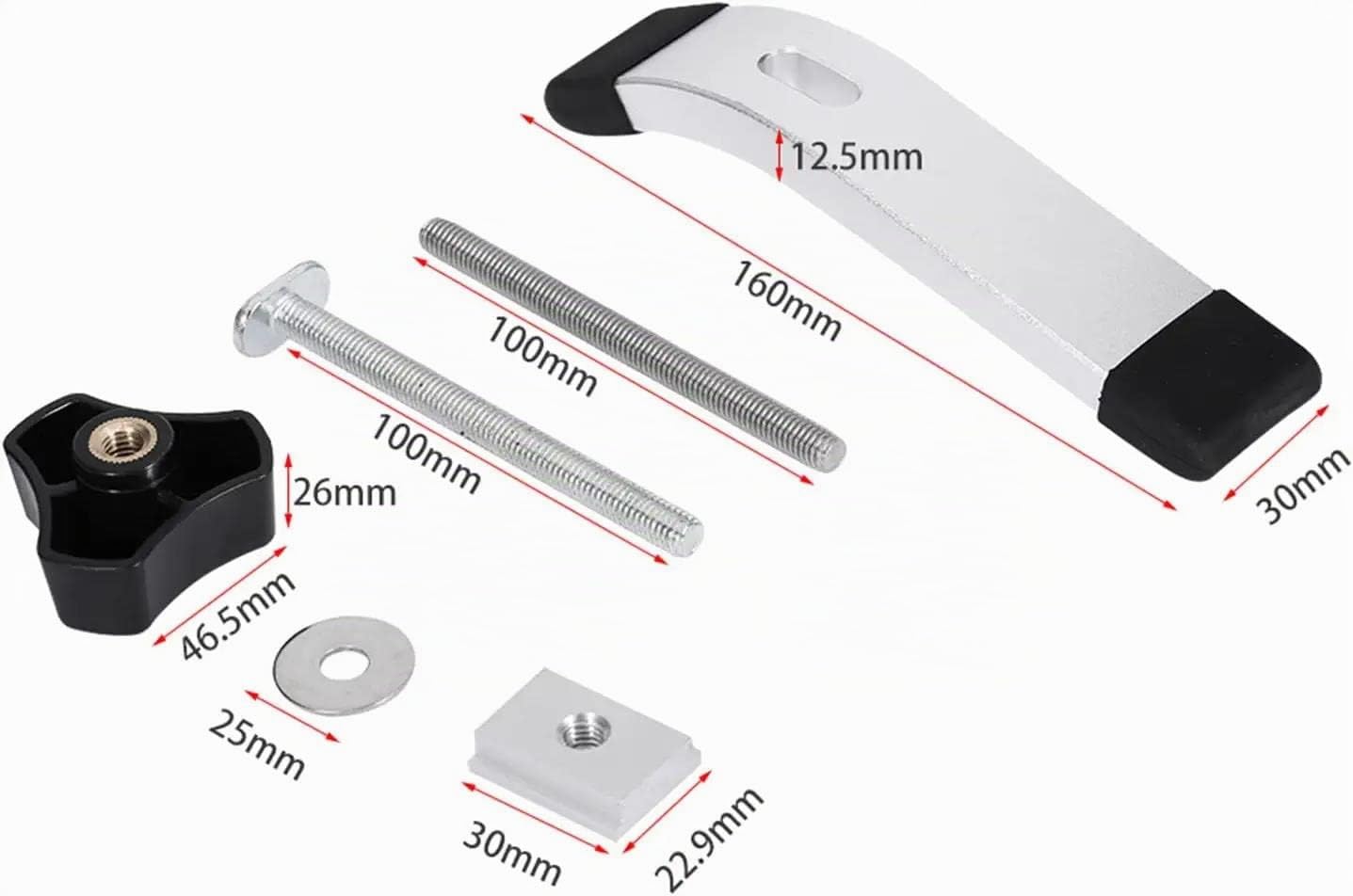 Lot de 2 Rail Aluminium T-Track Clamp, T Track Jeu de Pinces de Maintien en T à Action Rapide en Métal, M8 Tige Filetée pour Outil de Travail du bois T-Slot(2Pcs)