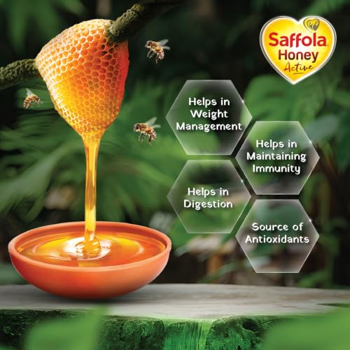 Image of Saffola Honey Active, 700g (350g x 2), Made with Sundarban Forest Honey, 100% Pure Honey, No sugar adulteration, Natural Immunity booster