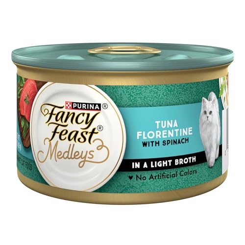 Purina Fancy Feast Wet Cat Food, Medleys Tuna Florentine With Garden Greens in a Delicate Sauce - (Pack of 24) 3 oz. Cans