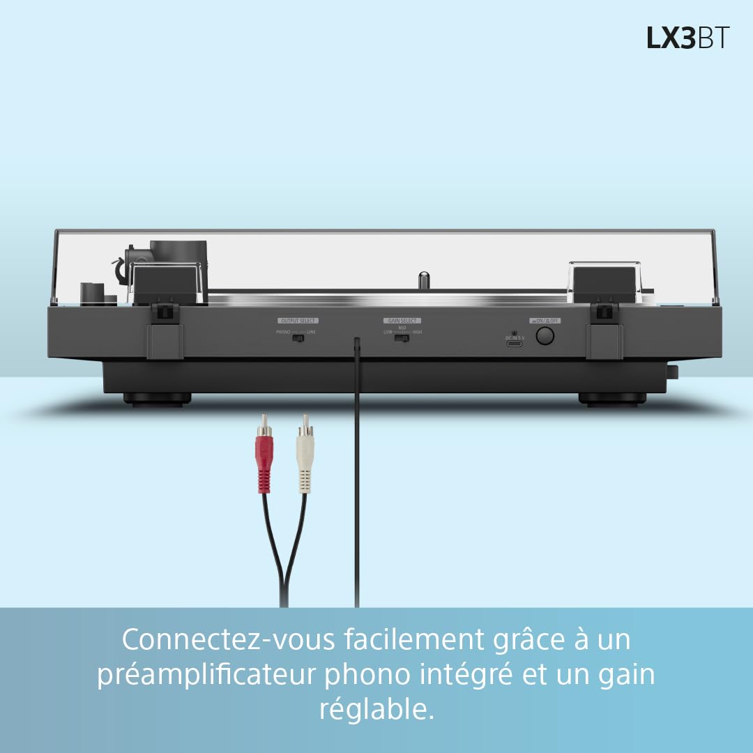 Sony PS-LX3BT Platine Vinyle Bluetooth Noir, Le Vinyle simplifié : élégant, sans Fil et sans Effort.