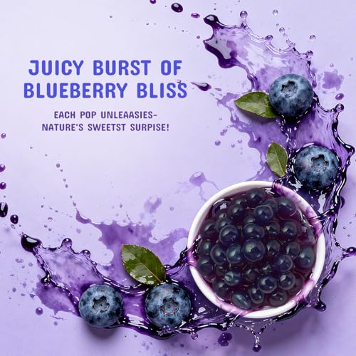 Image of Soeos Blueberry Popping Boba, 550g(1.2 lbs), Boba Pearls for Bubble Tea