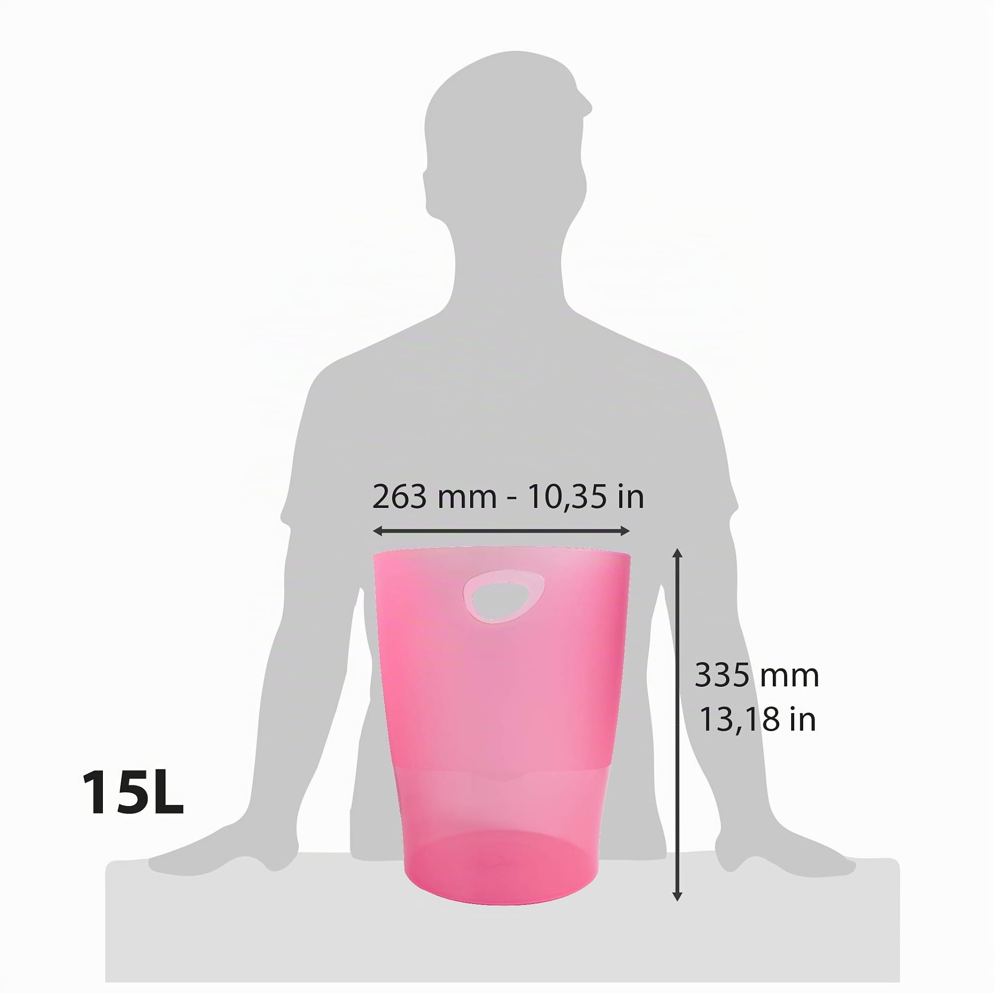 Exacompta 45354D 8er Pack ECOBIN Papierkorbiter mit Griffen. Eleganter und robuster Papierkorb und Mülleimer im modernen Design himbeer 15 L – Bild 4