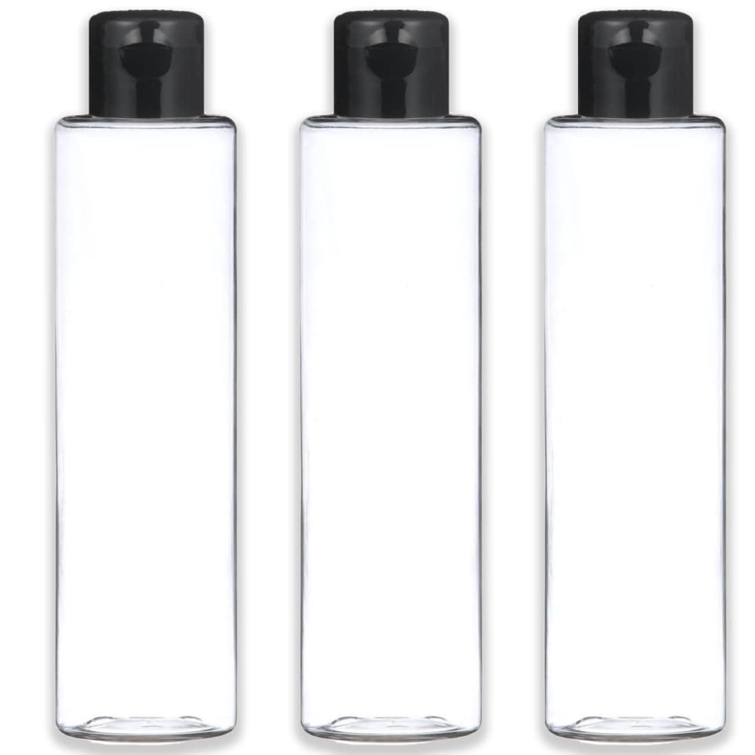 200ml Empty Clear Round Plastic Bottle with Black Flip Top Cap (Pack of 3) – Reusable Multipurpose Container for Hair Oil, Shampoo, Lotion & Sanitizer-image-6