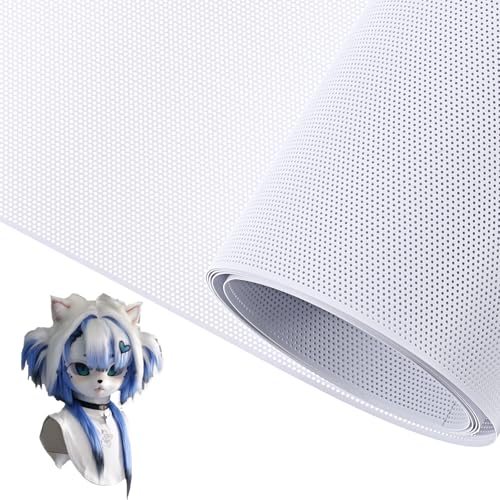Custom Fursuit Eye Mesh White Fursuit Eye Plastic Mesh 39x11.8inch White PVC Plastic Net 0.2mm Thick Waterproof Printable Plastics Eyes Meshs for Furries Cosplay Props Fursuits Craft Making 0.5mm Hole