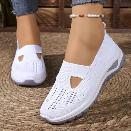 Women's Woven Orthopedic Walking Shoes Lightweight Mesh Woven Sneaker Comfort Slip-On Breathable Soft Sole Walking Shoes3