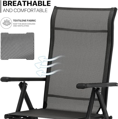 Image of AZOD Folding Camp Chair with Footrest Mesh, Portable Lounge Chair, for Camping Fishing and Other Outdoor Activities (Grey)