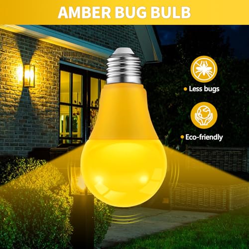 Jaheks JH-A60-2P Led Yellow Bug Light Bulbs For Outdoor Indoor Porch thumb #1