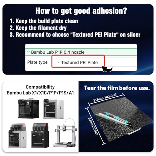 Image of JUUPINE 3D Printer Build Plate for Bambu Lab X2D /X1 /X1C /X1E /P1P /P1S /P2S /A1 3D Printer,Diamond PEO+Carbon Fiber PET Surface 257x257mm Spring Steel Plate,Double Sided Flexible Sheet Heatingbed Platform.