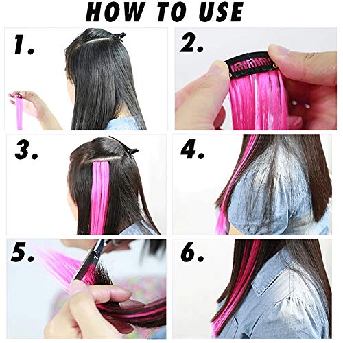 WERD 16PCS Clip in Colored Hair Extensions for Girls,Long Rainbow Hair Extensions Clip in,Multi-colors Party Synthetic Hair Extensions for Kids 22 inch (Colorful Set)