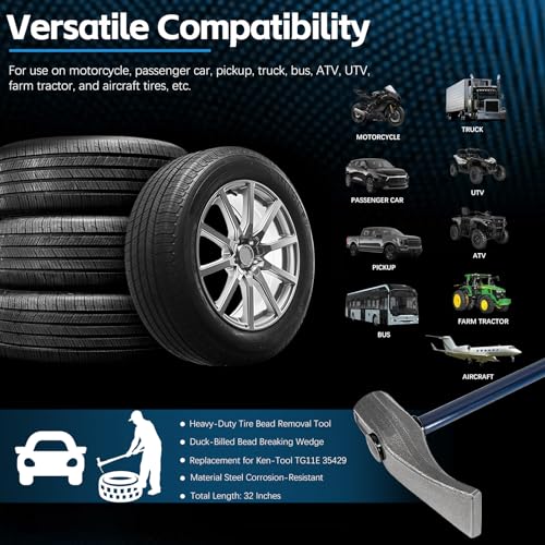 Image of Sunluway Tire Bead Breaker Wedge Replacement for Ken-Tool 35429 Bead Brkg Wg, 32 in, STL, Duck-Billed Tire Hammer for Passenger Car, Truck, SUV, ATV, Motorcycle, Bus, Farm Tractor, Aircraft Tire
