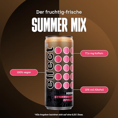effect VODKA STRAWBERRY APRICOT Mixgetränk– Tray mit 12 x 330 ml Dosen Einweg, Longdrink mit 10% Vol. Alkohol, fruchtiger Erdbeer-Aprikosen Geschmack gemixt mit 9 MILE Vodka – perfekt für unterwegs