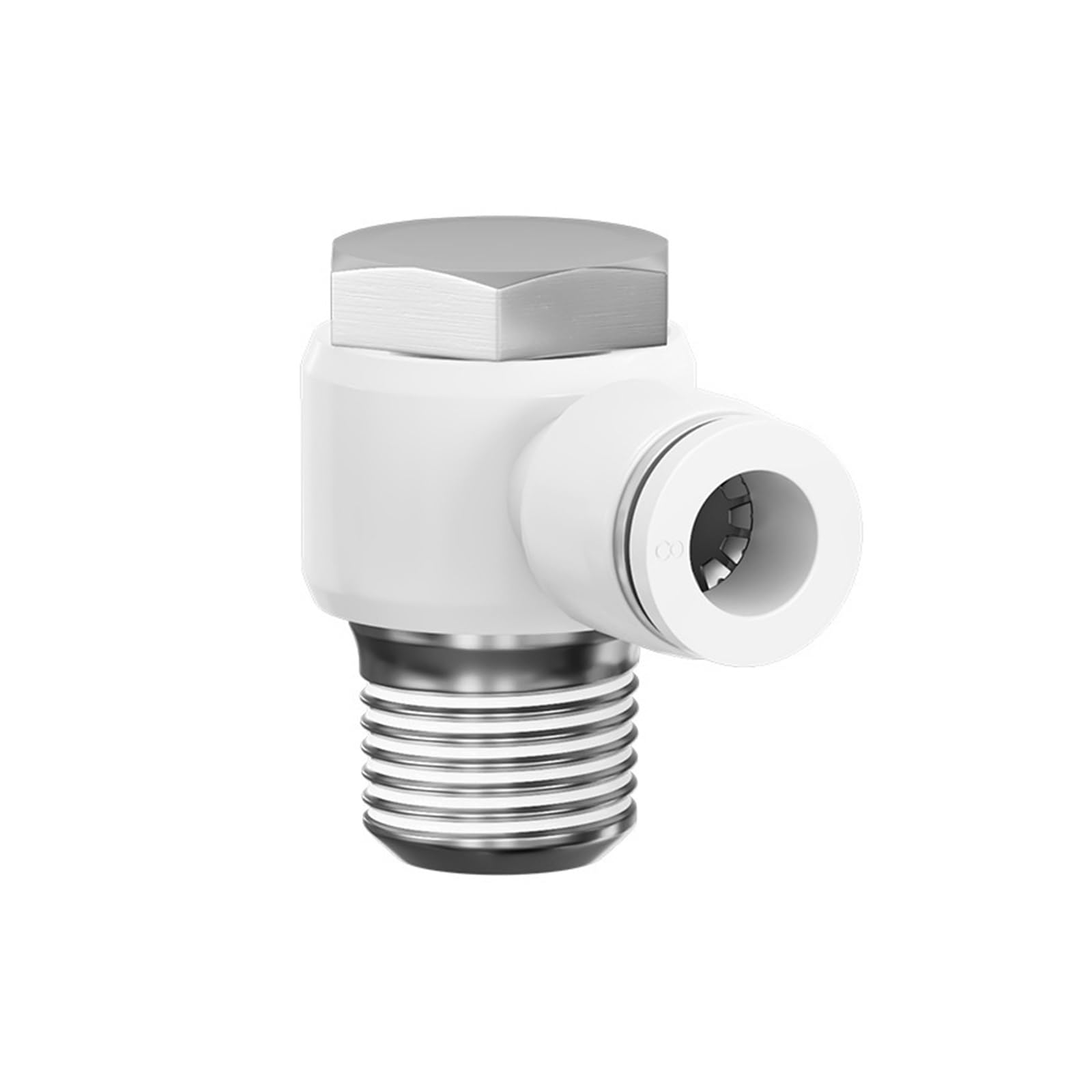 Conector rápido neumático PH8-02 para evitar dobleces en mangueras con codo de cobre blanco
