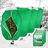 SPORTYOUTH 4 Pack Plant Covers Freeze Protection, 47.2" x 72" Large Winter Frost Blankets Cloth with Zipper Drawstring, 2.4 oz Reusable Jacket Cover Bags for Outdoor Plants Shrub Bush Tree Potted