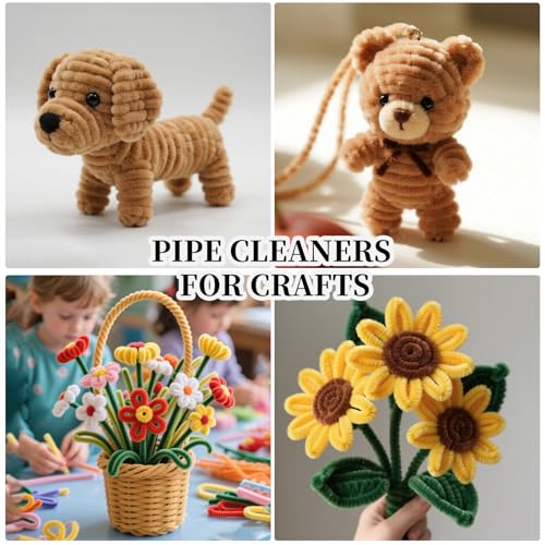 Image of Beige Pipe Cleaners,Arts & Crafts 200pcs Chenille Stems,Pipe Cleaner Crafts for Girls 8-12,Christmas Gifts,DIY Decor Ccrafts for Adults,Art and Craft Supplies, Arts and Crafts,Limpia Pipas
