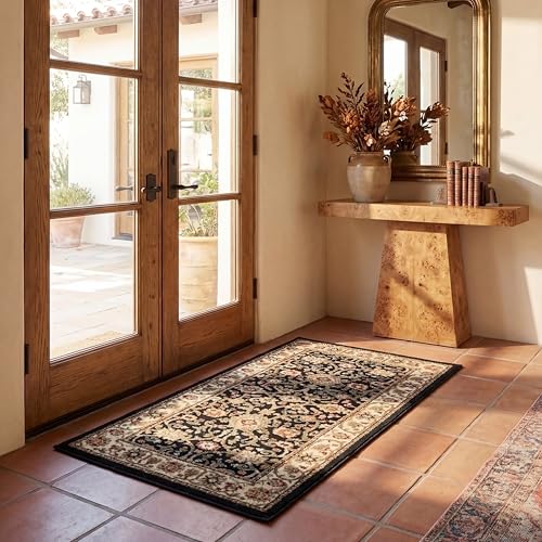 SAFAVIEH Lyndhurst Collection Accent Rug - 2'3' x 4', Black & Ivory, Traditional Oriental Design, Non-Shedding & Easy Care, Ideal for High Traffic Areas in Entryway, Living Room, Bedroom (LNH212A)
