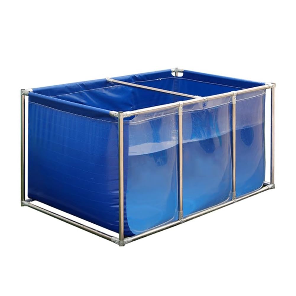 Gzhervices Blue Heavy-Duty Pvc Koi Pond Tank With Clear View Window & Drain Valve, Steel-Frame Above Ground Aquarium For Fish Breeding/Garden Display (Easy Assembly)(,150X100x70cm)