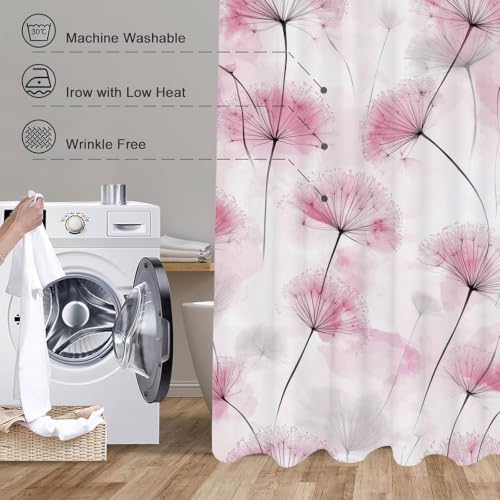 Rideau de douche anti moisissure imperméable en polyester lesté rose et beige - 8