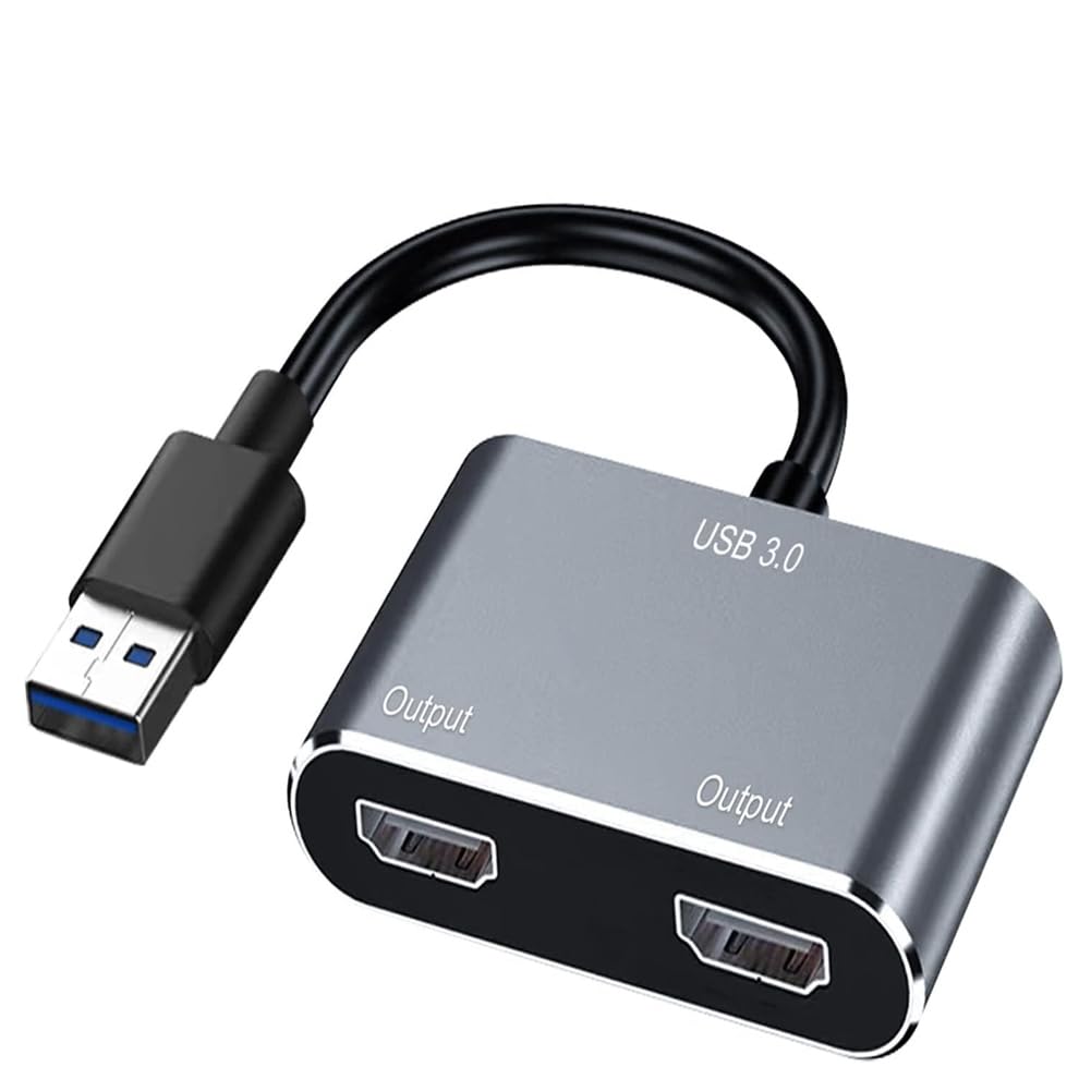 HiperAds USB 3.0 to Dual HDMI Adapter 4K 30Hz and 1080p 60Hz Hdmi Splitter, USB to HDMI Converter for Dual Monitors, Compatible with Windows/MacOS/Android/Win XP only. (Grey) (B0CG2DHHBB) Amazon Price History, Amazon Price Tracker