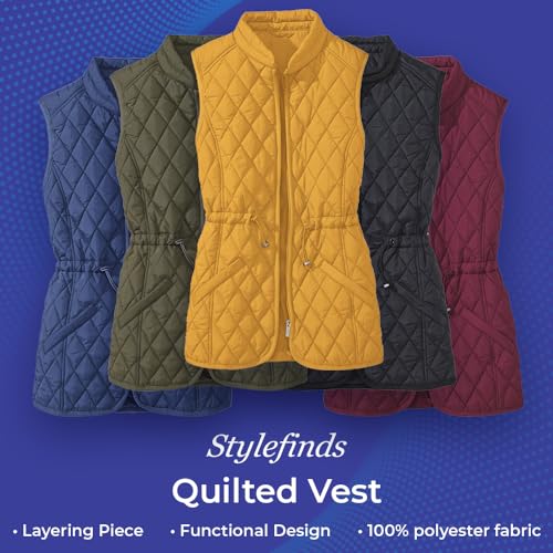 SAGEFINDS Women’s Quilted Vest, Stand Collar, Lightweight Padded Vest with Zipper, Pockets and Adjustable Toggle Waist2