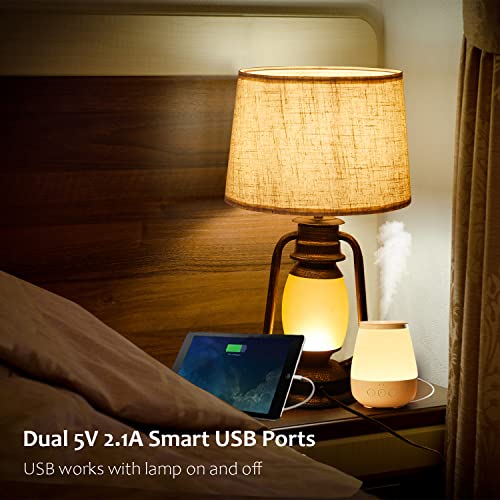 Suraielec Lantern Table Lamps Set Of 2, Rustic Lamp With Dimmable Night Light And Usb, Farmhouse Decor For Living Room, Bedroom, Nightstand, End Table, Oil Rubbed Bronze Finish #TOP3