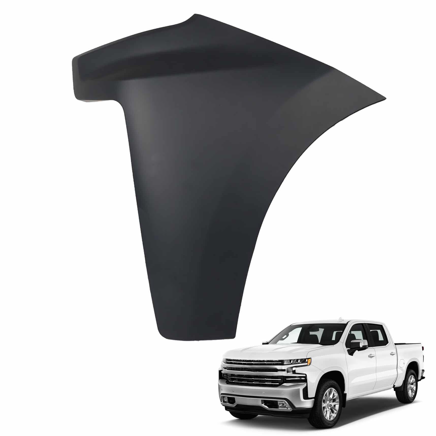 Front Bumper End Cap Left Side Black Extension Replacement for 2019-2022 Silverado 1500