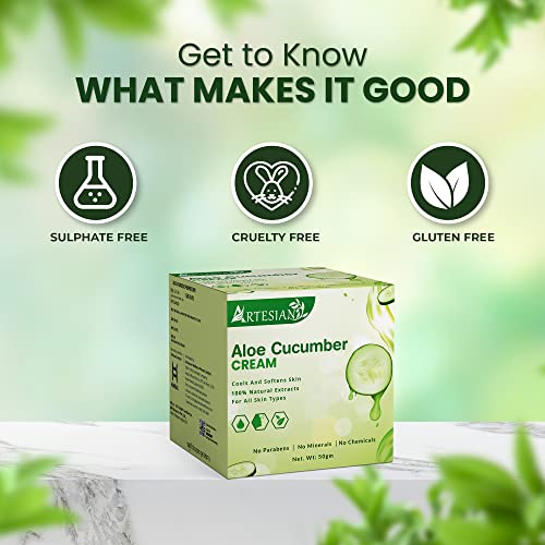 Image of Artesian Aloe Cucumber Skin Cream For Face | Hydrating, Moisturizing, Soothing Skin - 50 Gram