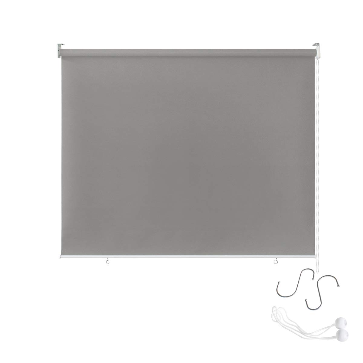 AUFUN Außenrollo Balkon Outdoor Rollo Wetterfest 180 x 140 cm Outdoorrollo Sonnenschutz Balkonrollo UV Schutz, Reflektierende Thermofunktion für Fenster & Türen, Grau
