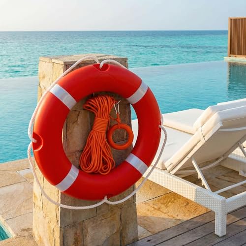 58 cm Boots Rettungsringe Rettungsring mit schwimmendem lebensrettendem Seil, 30 m Set, professioneller Wurfring, Rettungsschwimmer (58cm/ 23inch)