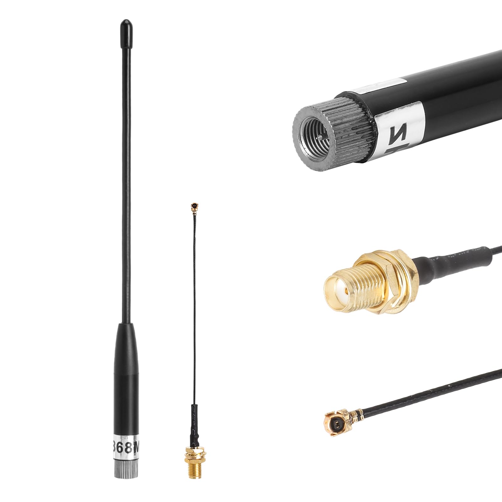 HENGBIRD Antena 868 MHz 8 dbi Meshtastic Lora, długodystansowa antena flex 19 cm, wtyczka SMA, wielokierunkowa, z kablem przedłużającym (1 szt., czarna)