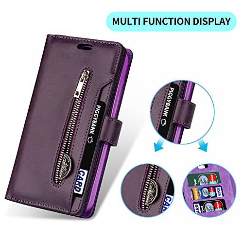 Lhyxuuk Capa para Samsung Galaxy S23 Ultra, 9 compartimentos para cartão, carteira de couro magnétic